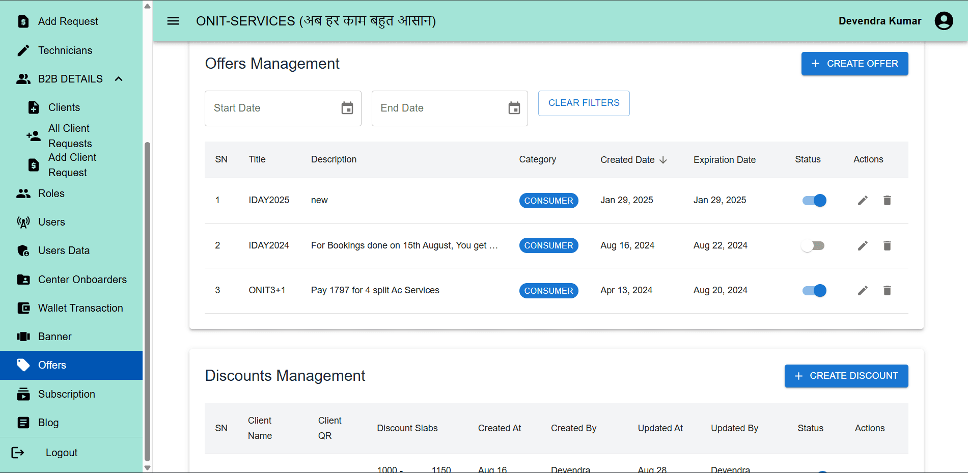 OniT Services Admin Dashboard screenshot 11