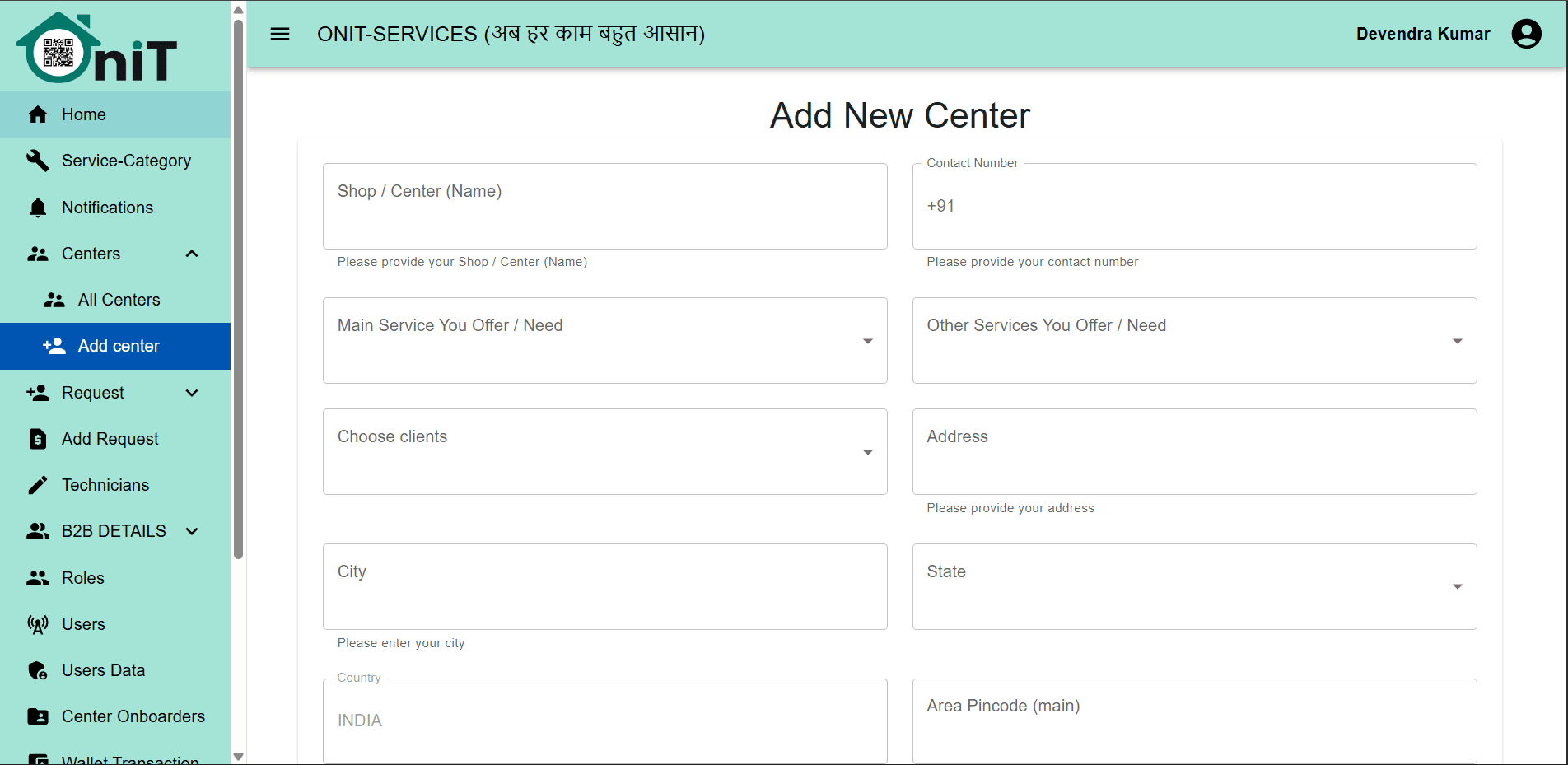 OniT Services Admin Dashboard screenshot 6