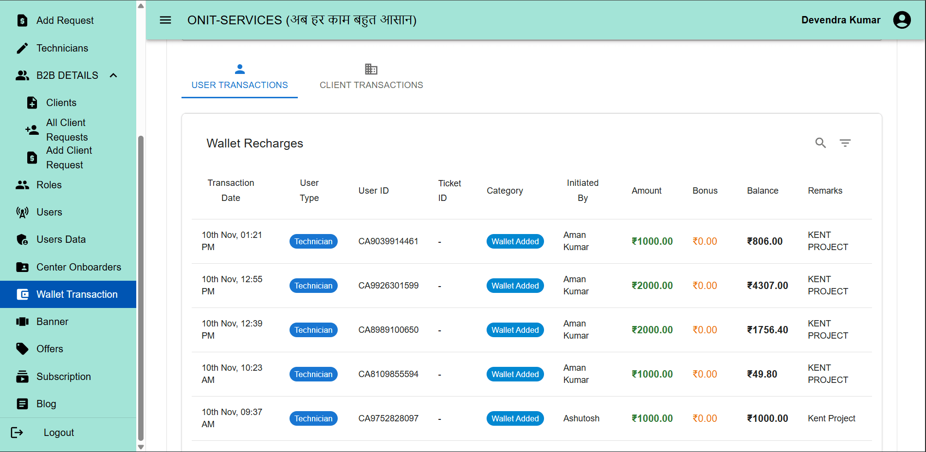 OniT Services Admin Dashboard screenshot 9