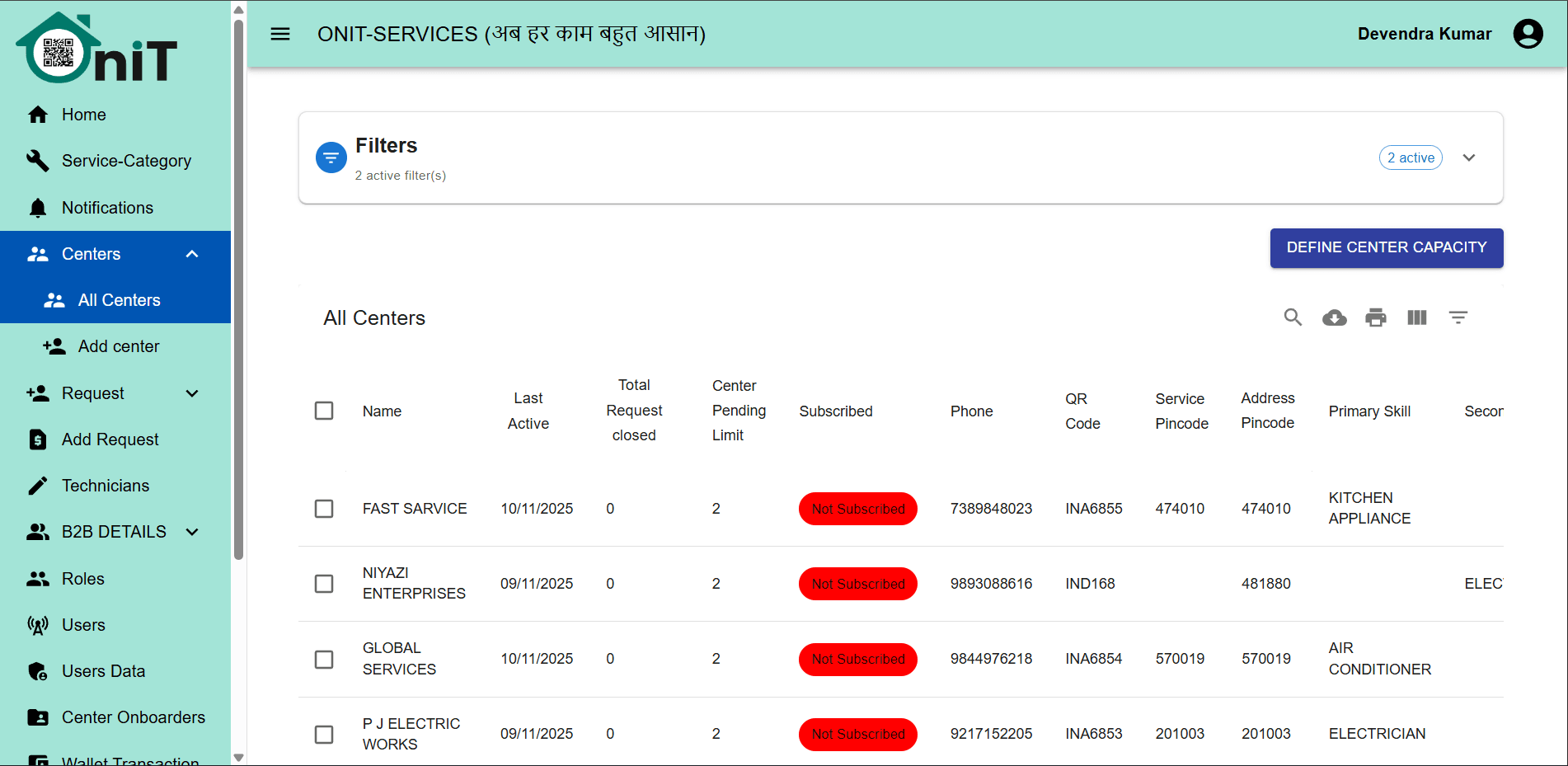 OniT Services Admin Dashboard