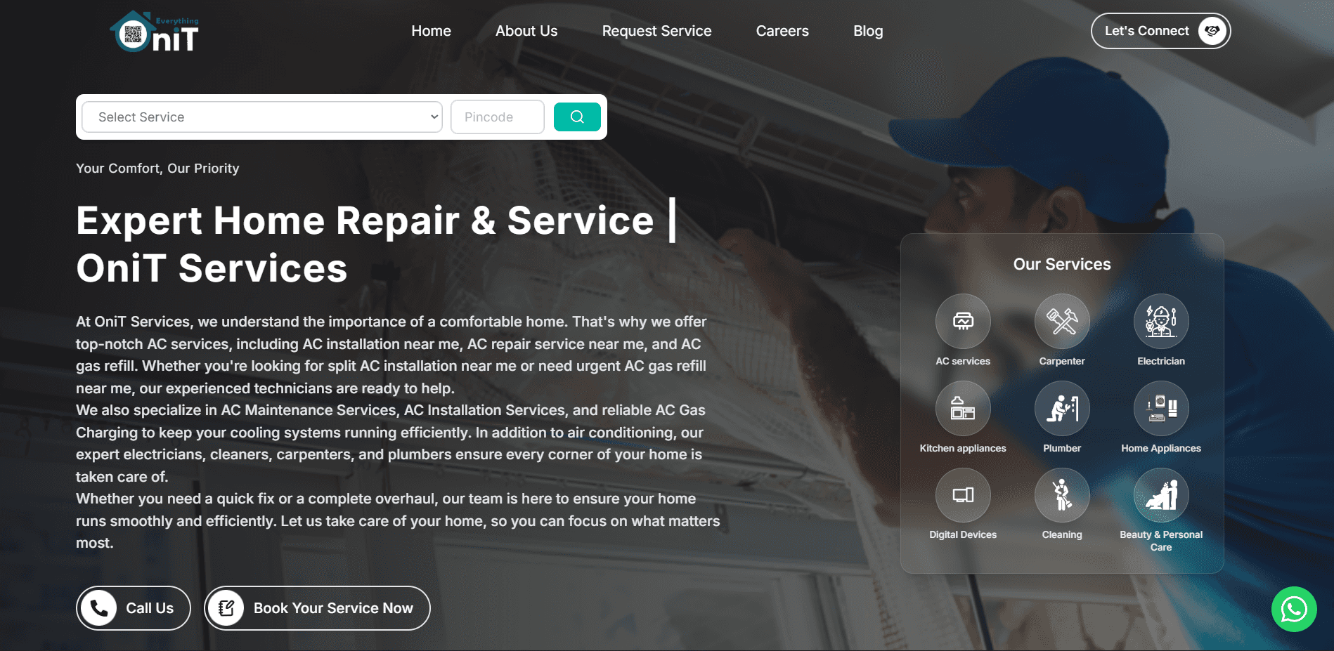 OniT Services Website screenshot 2