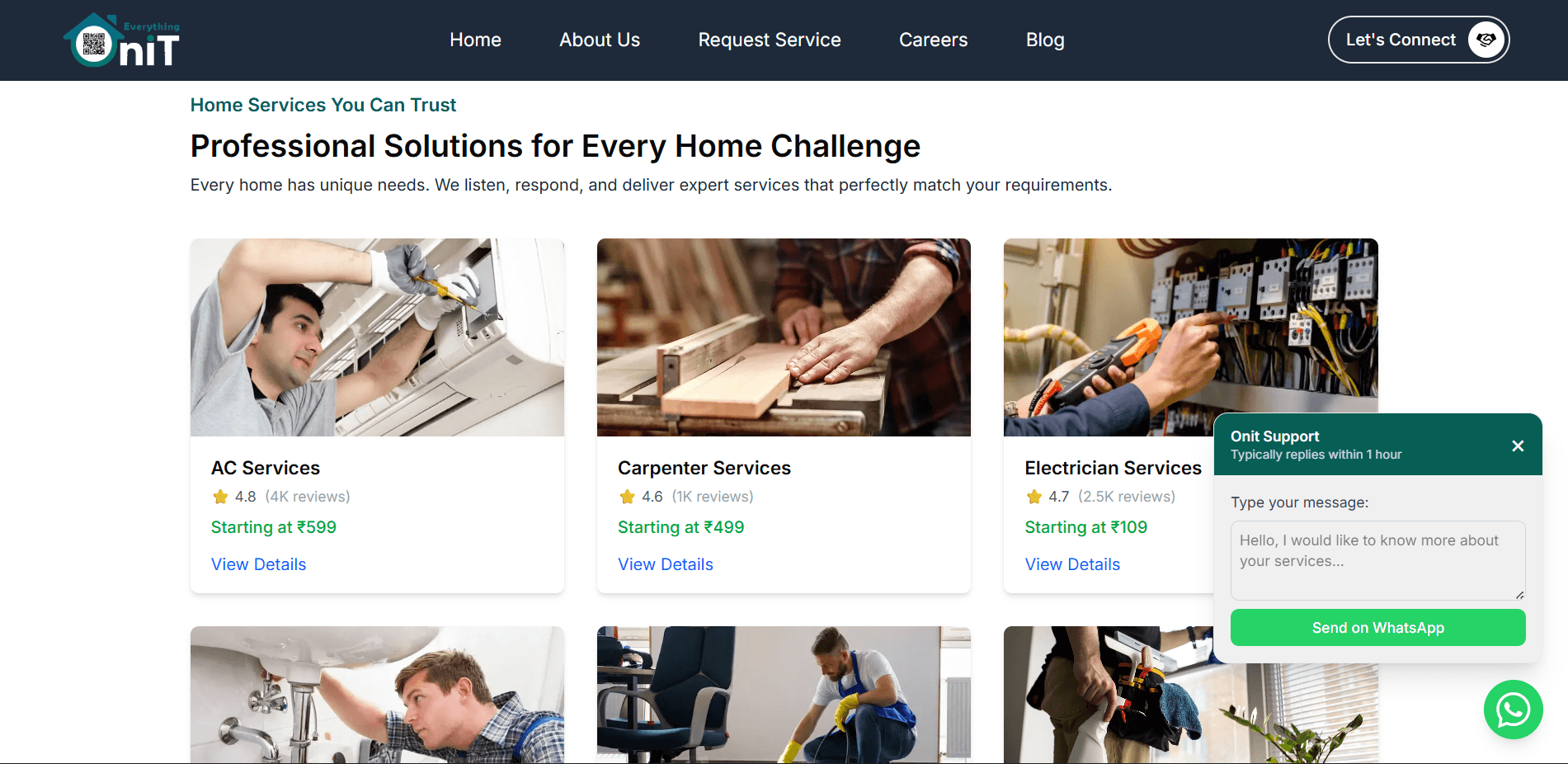 OniT Services Website screenshot 3