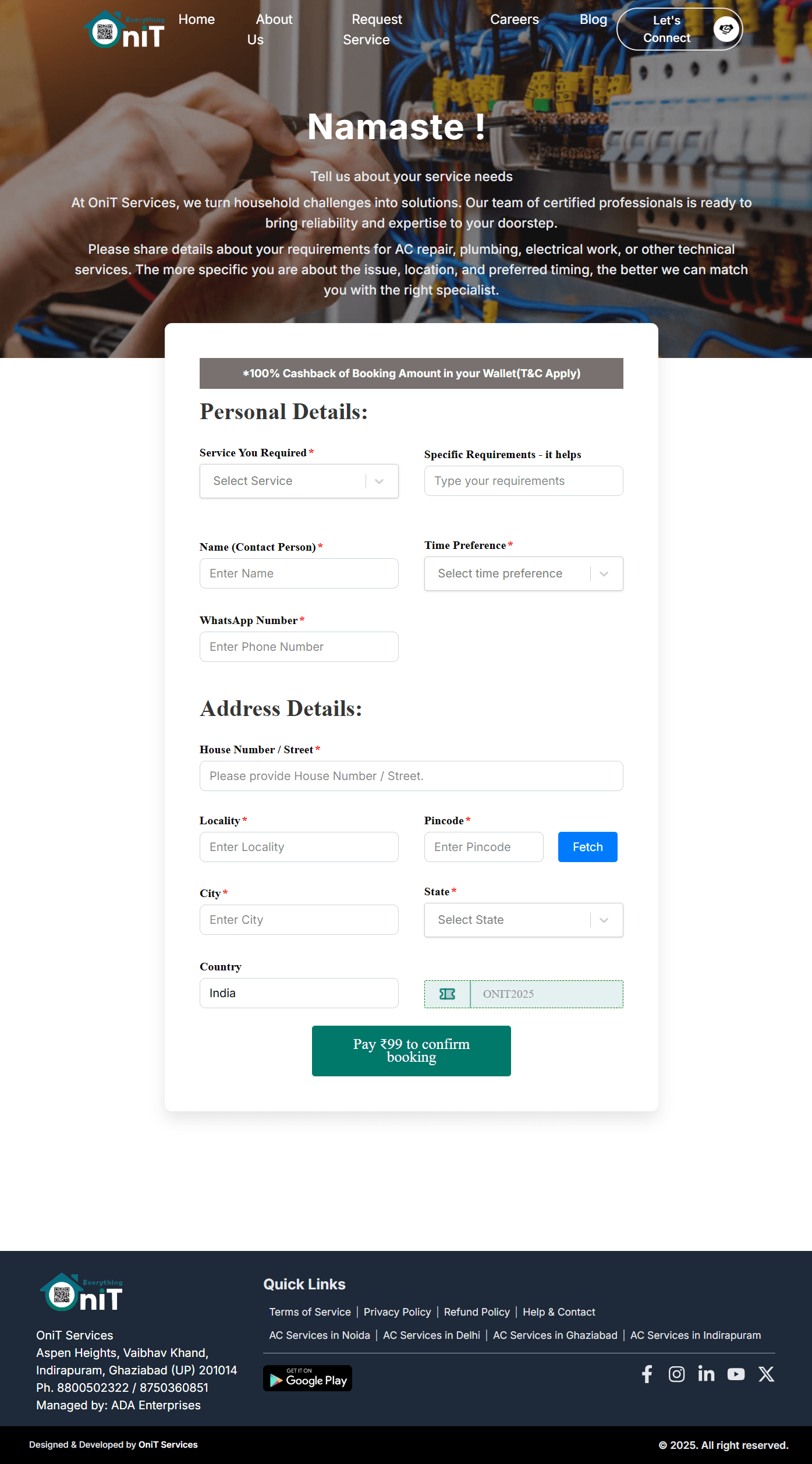 OniT Services Website screenshot 6